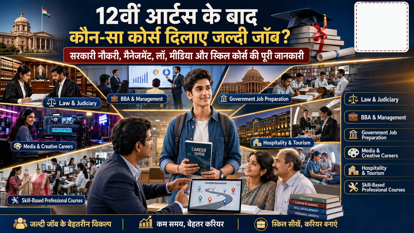 12वीं आर्ट्स के बाद जल्दी जॉब दिलाने वाले बेस्ट करियर विकल्प