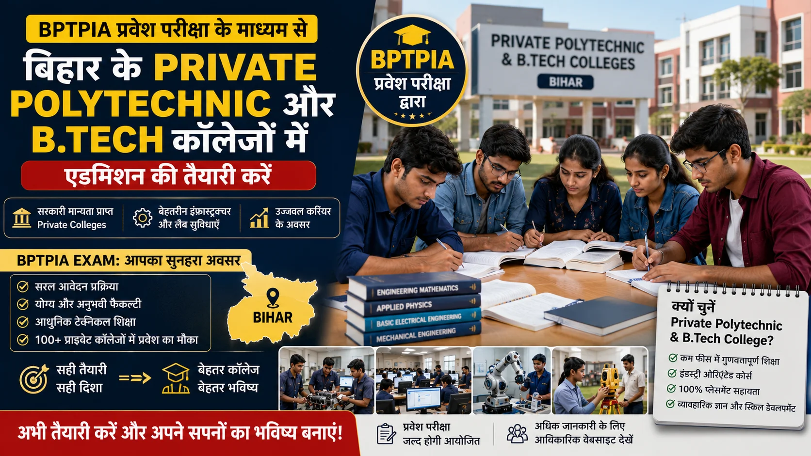 बिहार में Private Polytechnic और B.Tech एडमिशन का आखिरी मौका! BPTPIA सेकेंड राउंड 3 अगस्त को