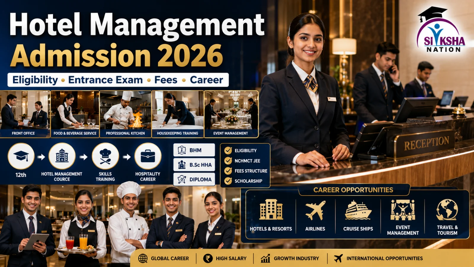 Hotel Management Admission 2026: Eligibility, Entrance Exam, Fees और Career Scope