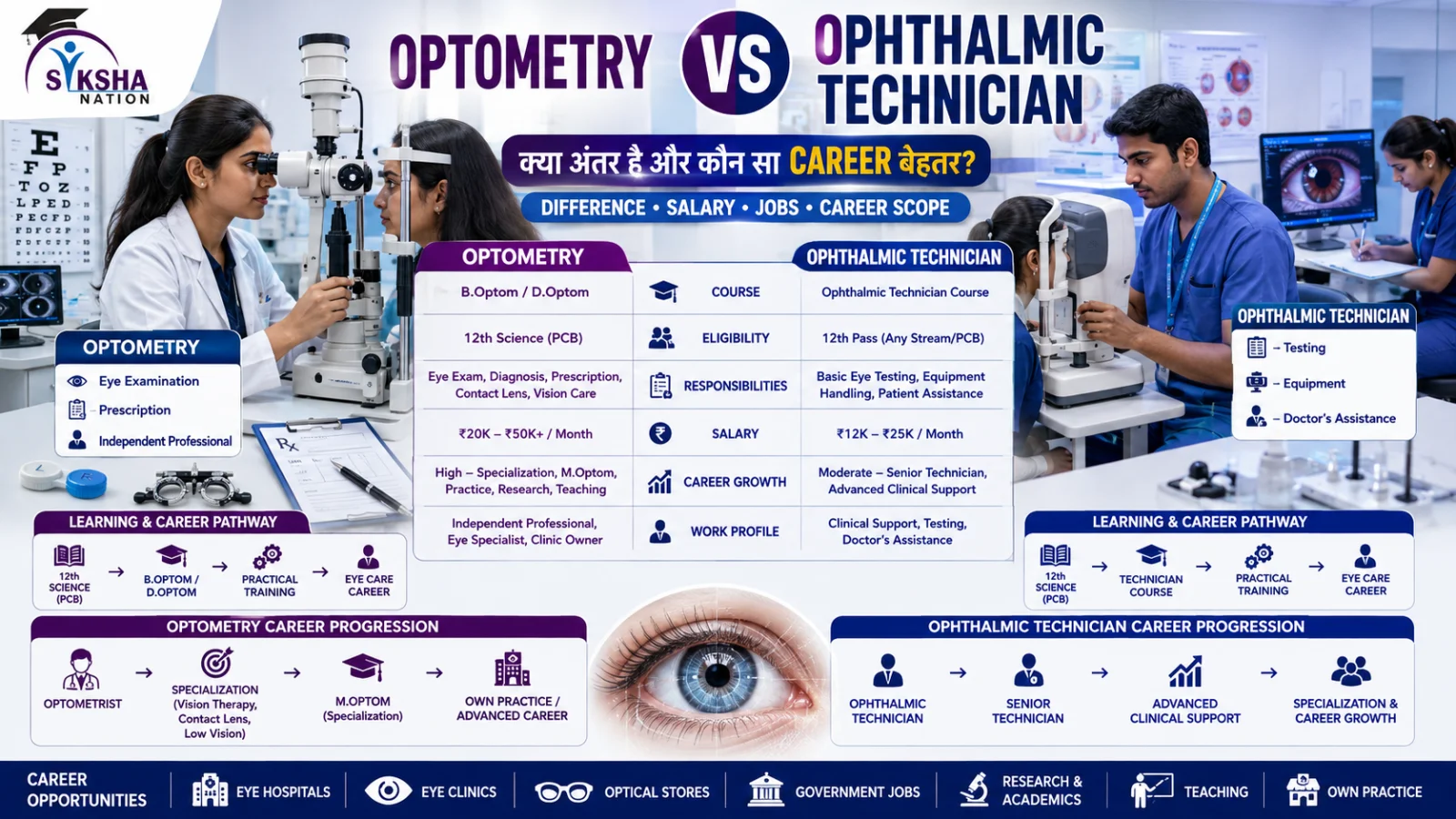 Optometry vs Ophthalmic Technician: क्या अंतर है और कौन सा Career बेहतर?