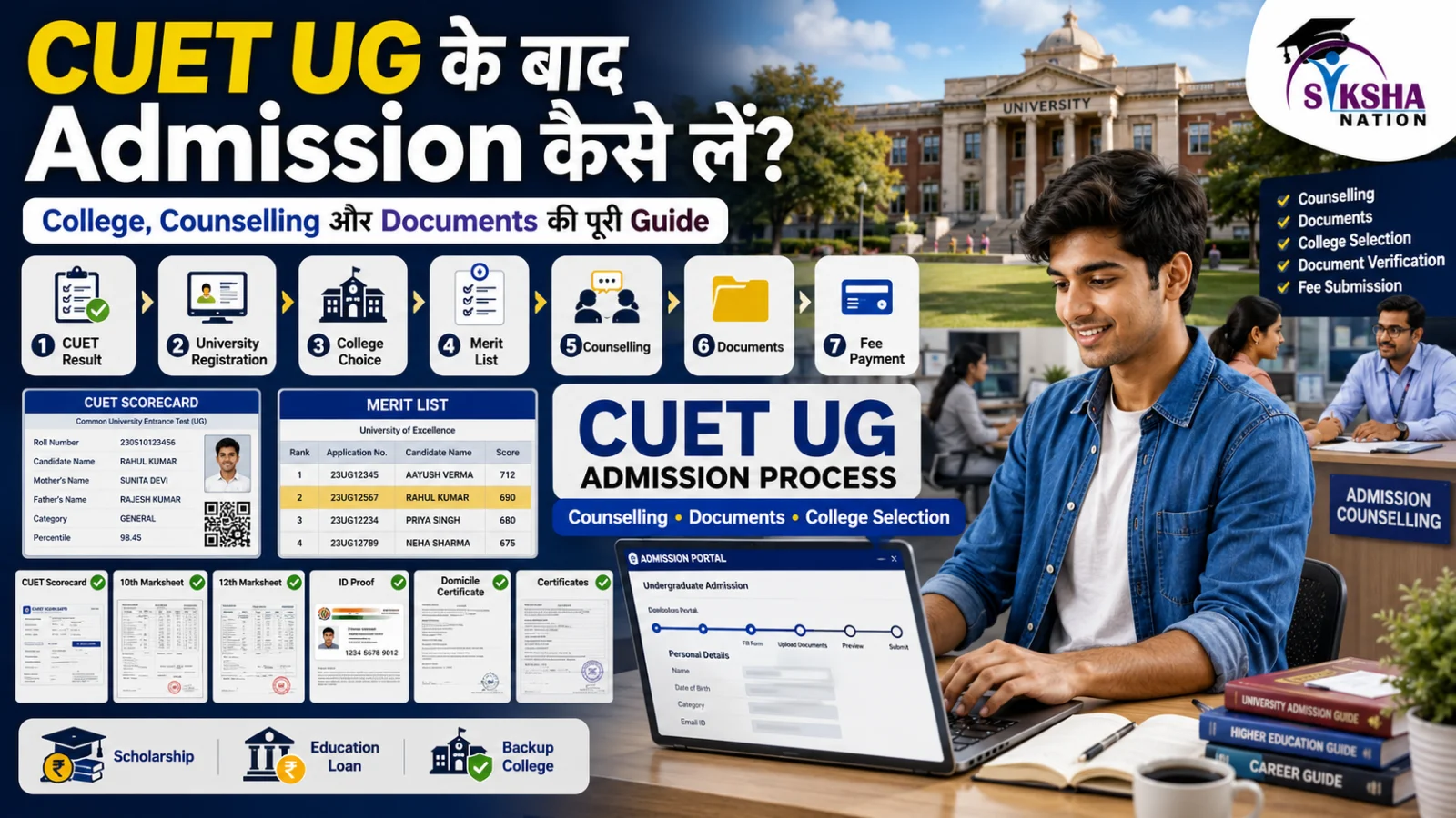 CUET UG के बाद Admission कैसे लें? College, Counselling और Documents की पूरी Guide