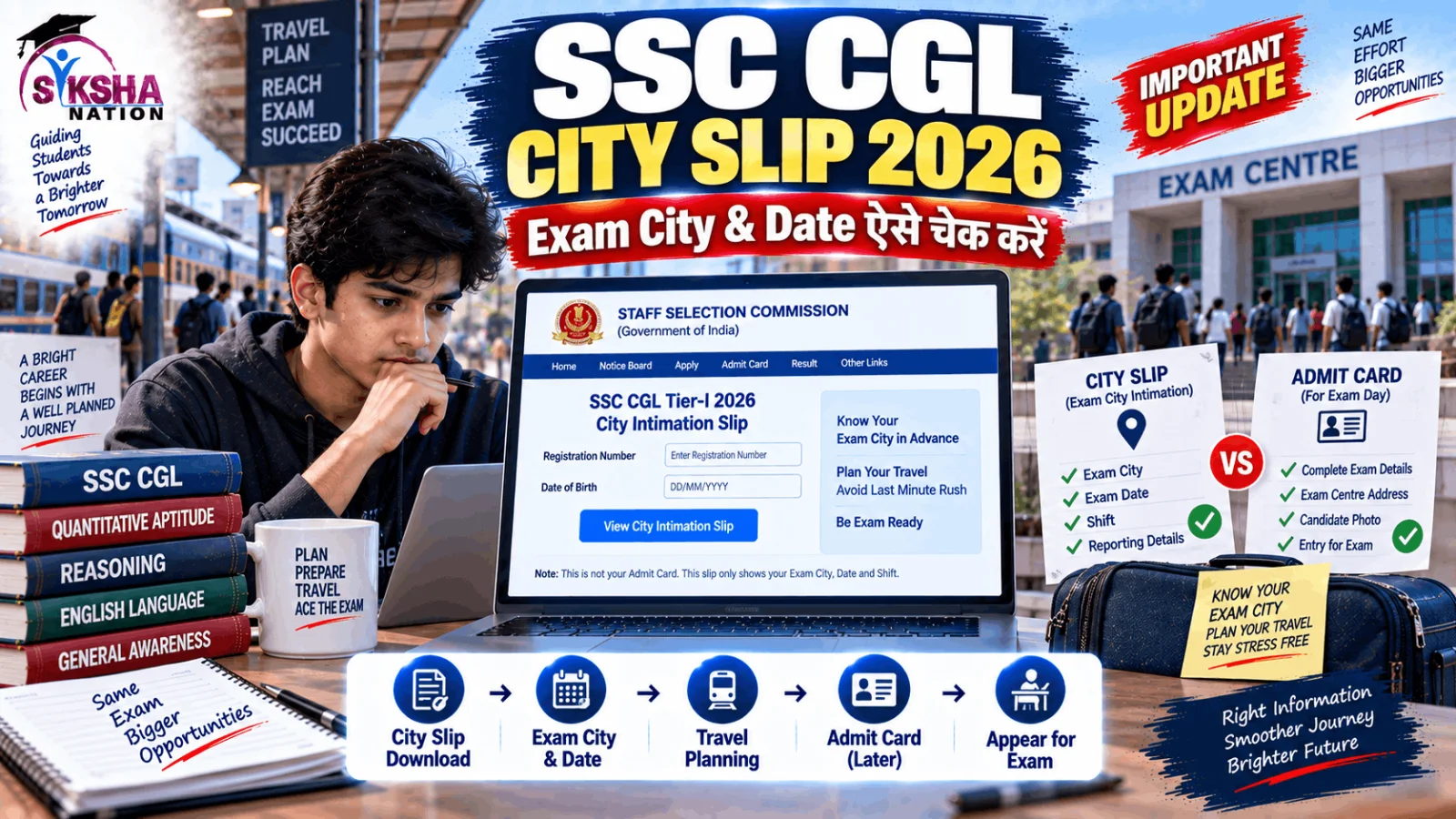 SSC CGL City Intimation Slip 2026: Exam City और Date ऐसे चेक करें, Admit Card से पहले जरूरी Update