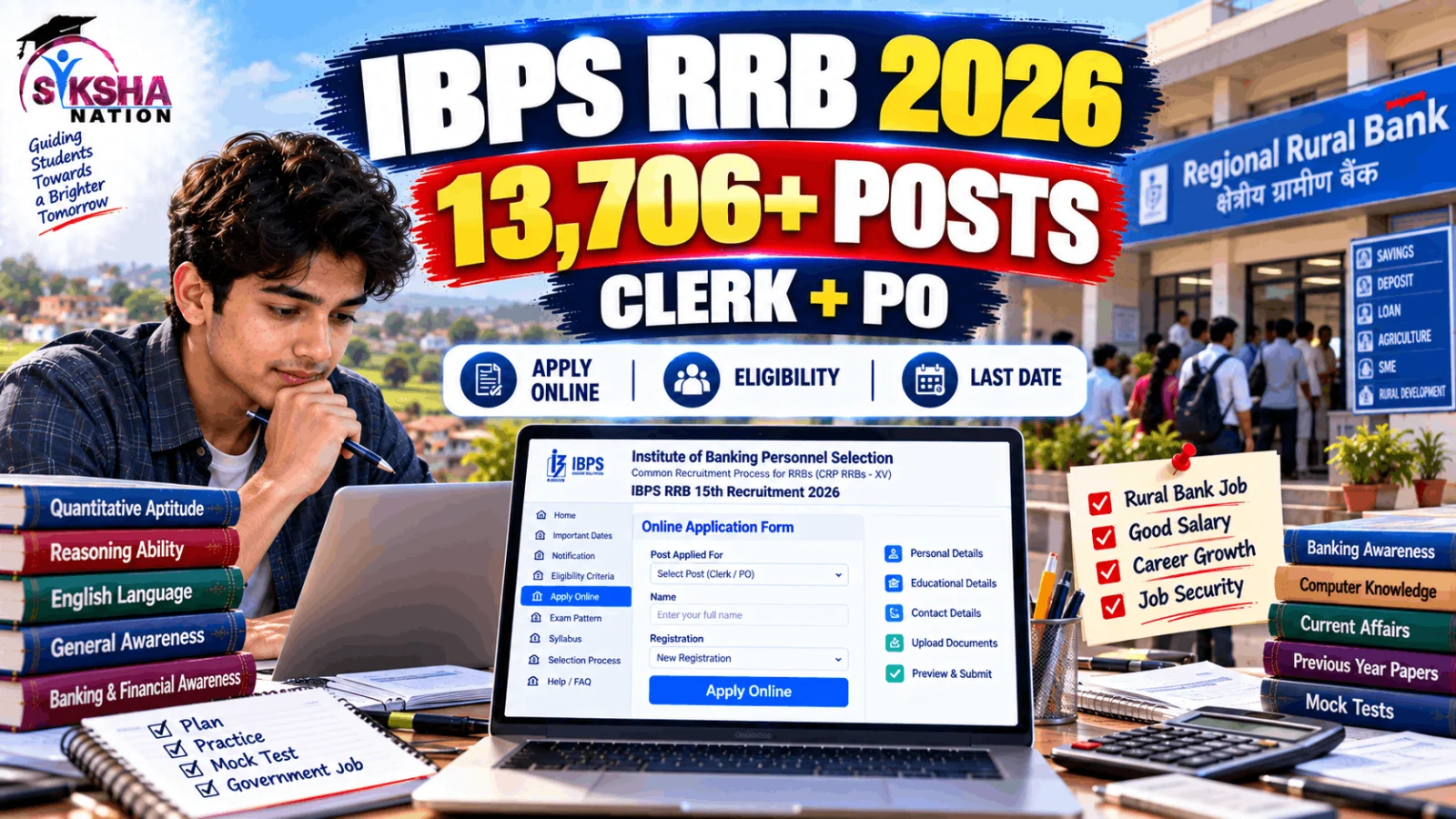 IBPS RRB 15th Recruitment 2026: 13,706+ Posts, Apply Online, Eligibility, Fee और Last Date