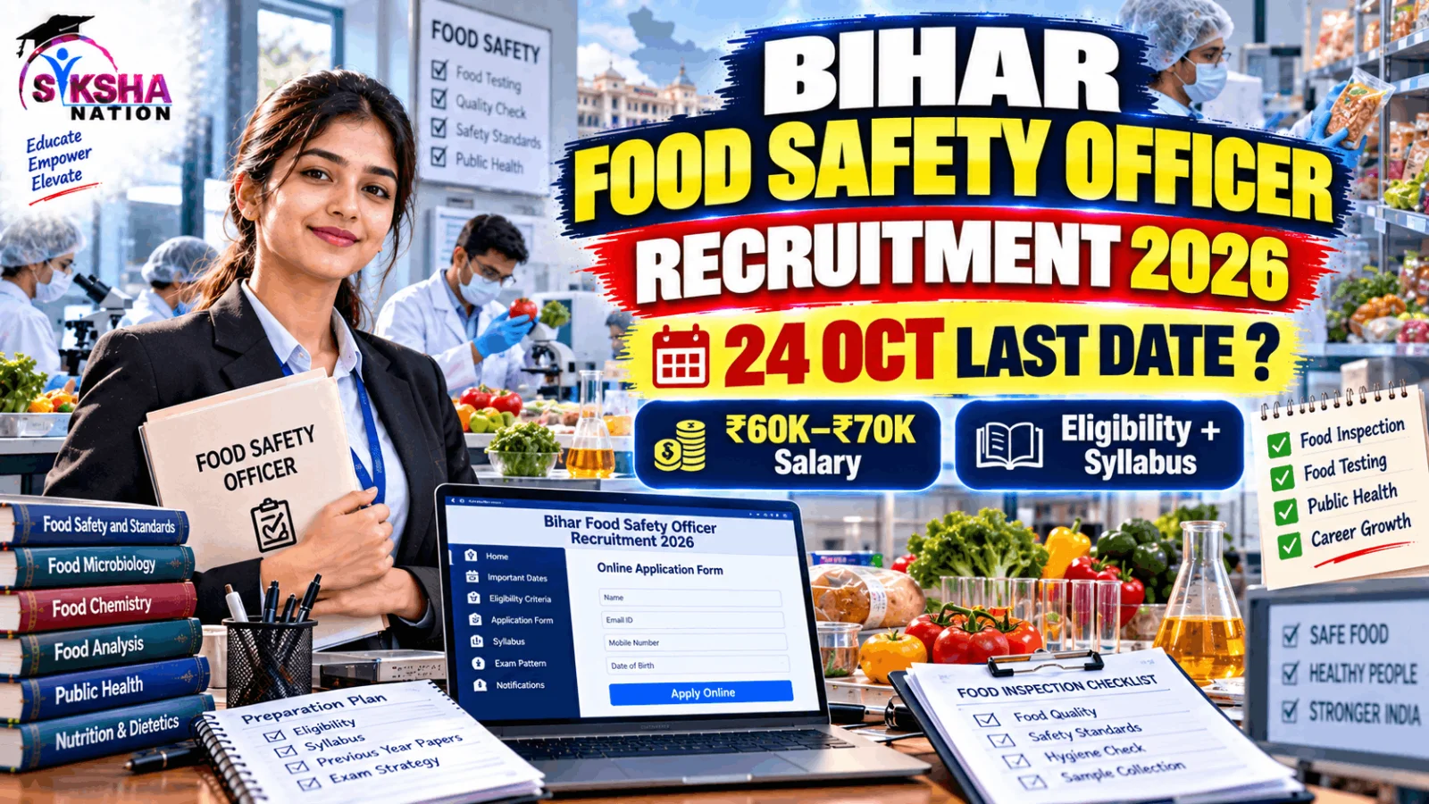 Bihar Food Safety Officer Recruitment 2026: 24 अक्टूबर Last Date, Eligibility, Salary और Exam Pattern